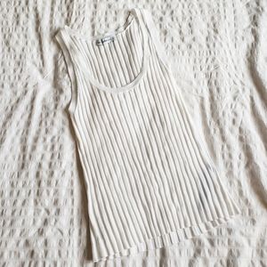 Zara White Ribbed Tank Top